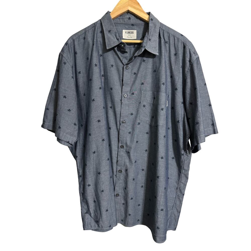 Linksoul Navy Blue Palm Tree Button Down XXL